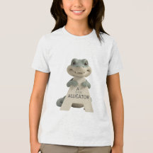 Camiseta infantil de cocodrilo lindo con la letra 