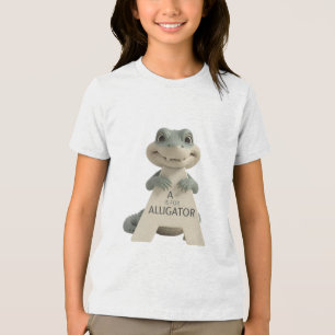 Triblenda Camiseta infantil de cocodrilo lindo con la letra 