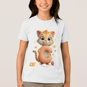 Triblenda Camiseta infantil de gato lindo C es para la cam