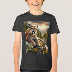 Triblenda Camiseta infantil de león de montaña al amanecer