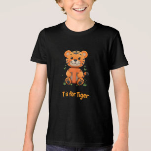 Triblenda Camiseta infantil de tigre lindo T es para alfab