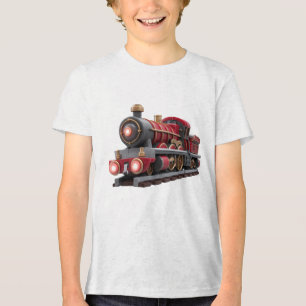 Triblenda Camiseta infantil de tren de vapor rojo clásico - 