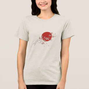 Triblenda Camiseta Japonesa Minimalista Flor de Cerezo Sol R