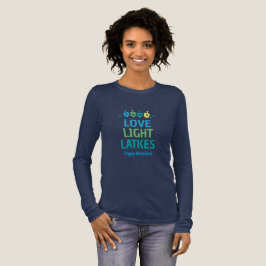 Triblenda Camiseta larga de mujer Love Light Latkes Hanukkah