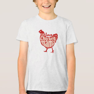 Triblenda Camiseta Love Chicken Mama – Estilo rústico de gra