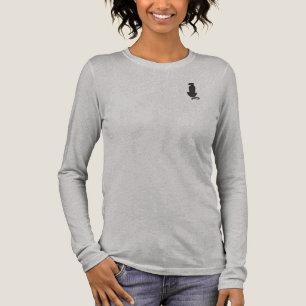 Triblenda Camiseta manga larga gris de silueta de gato negro
