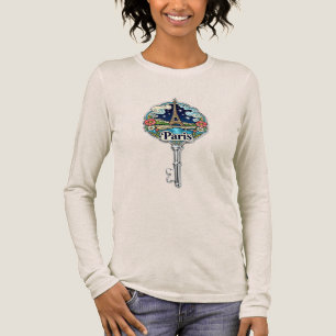 Triblenda Camiseta Manga Larga Recuerdo de la Torre Eiffel d