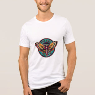 Triblenda Camiseta masculina de mariposa de tatuaje tradicio