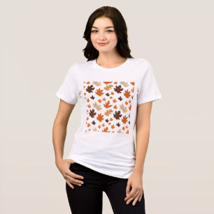 Triblenda Camiseta minimalista del patrón de hojas de otoño