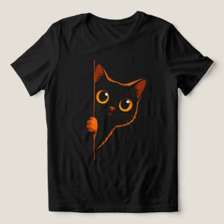 Triblenda Camiseta Minimalista para Mujeres Gato Negro Curio