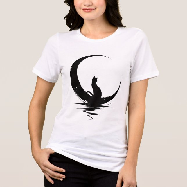 Triblenda Camiseta Moon Cat – Gato Negro Celestial Brujo Gra (Anverso)