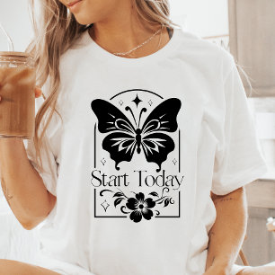 Triblenda Camiseta Motivacional Boho Comienza Hoy Mariposa