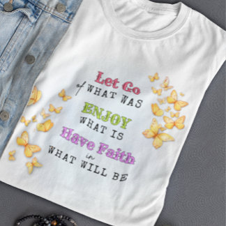 Triblenda Camiseta Motivacional Deja Ir, Disfruta, Ten Fe