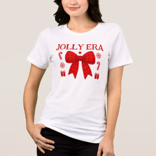 Triblenda Camiseta Navideña con Lazo de Gingham Rojo de Joll