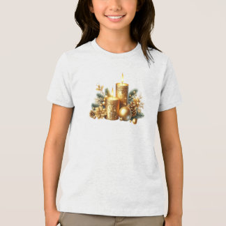 Triblenda Camiseta Navideña Vacaciones Velas Doradas
