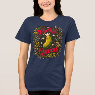 Triblenda Camiseta Navy Blue Pickle Queen - Floral Elegante 