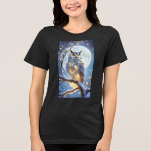 Triblenda Camiseta negra con estampado de búho Night Vibes