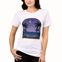 Camiseta Night Beach – Luna sobre olas