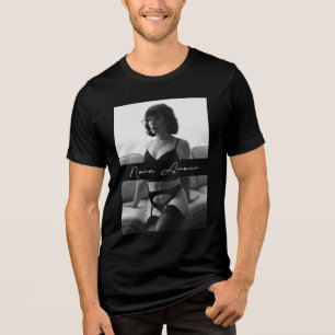 Triblenda Camiseta Nora Amour B&W, Texto Blanco