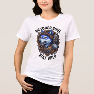 Triblenda Camiseta October Soul Stay Wild Wolf