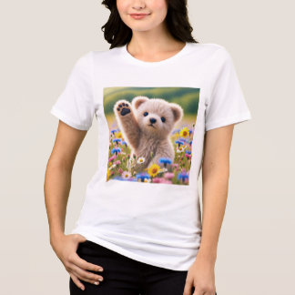 Triblenda Camiseta Oso Cachorro Esponjoso Saludando para Muj