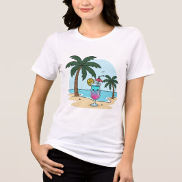 Triblenda Camiseta Palm Paradise – Escena de cóctel paradisí