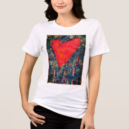 Triblenda Camiseta para el corazón del mosaico de las mujere