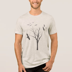 Triblenda Camiseta para hombre - Árbol y Pájaros