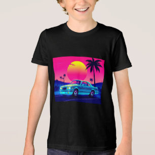 Triblenda Camiseta para niños de coche muscular con neón ret