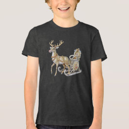 Triblenda Camiseta para niños de Reindeer Sleigh