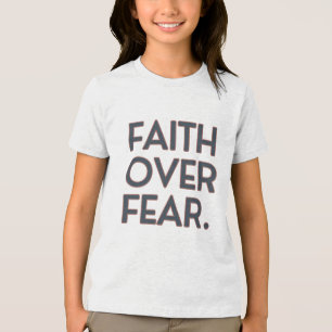 Triblenda Camiseta para niños Faith Over Fear – Conciencia I