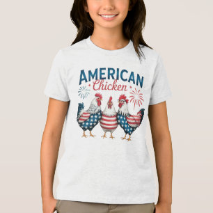 Triblenda Camiseta Patriótica Americana de Pollo del 4 de Ju
