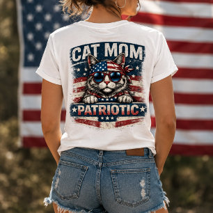 Triblenda Camiseta Patriótica de Mamá de Gato USA American