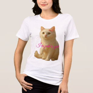 Triblenda Camiseta personalizable de gato blanco Coquette "S