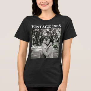 Triblenda Camiseta Personalizada con Foto y Año Vintage, Per