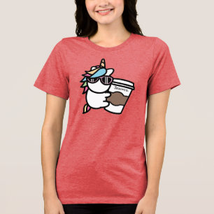 Triblenda Camiseta personalizada de café y unicornio
