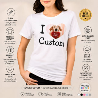 Triblenda Camiseta personalizada de mascota que amo, agrega