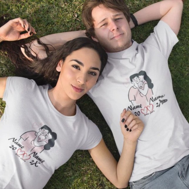 Triblenda Camiseta personalizada de pareja - Nombres y fecha (Subido por el creador)
