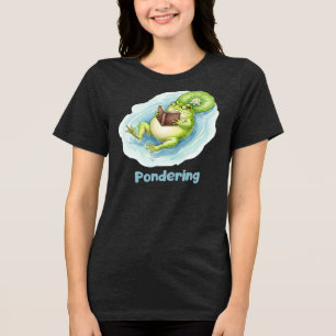Triblenda Camiseta Pondering Frog Reading Book
