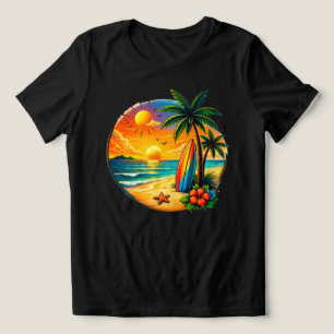 Triblenda Camiseta puesta de sol para mujer Paraiso de olas