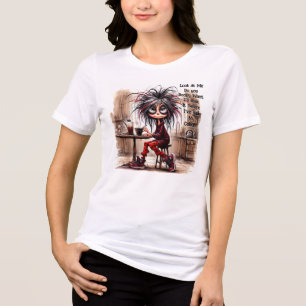 Triblenda Camiseta Quirky Coffee Lady Risk It