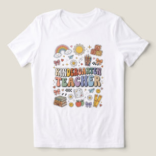 Triblenda Camiseta Retro Arcoíris Groovy para Maestra de Kin