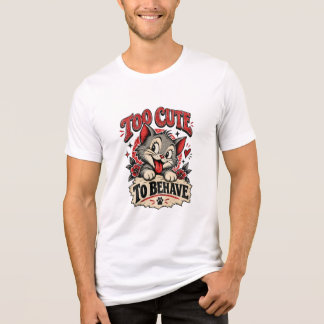 Triblenda Camiseta Retro de Gato 'Demasiado Linda para Porta