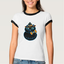 Camiseta Retro de Halloween para Mujer Gato Negro