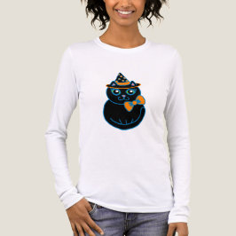 Triblenda Camiseta Retro de Halloween para Mujer Gato Negro