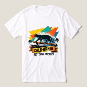 Triblenda Camiseta Retro de Playa de Verano de Gato Surfista