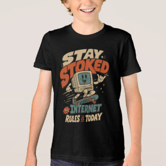 Triblenda Camiseta Retro de Skater de los 90s con Computador