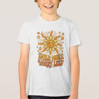 Triblenda Camiseta Retro del Sol Sonríe Más Preocupa Menos