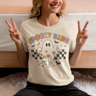 Triblenda Camiseta Retro Fantasma Cuadros Espeluznante