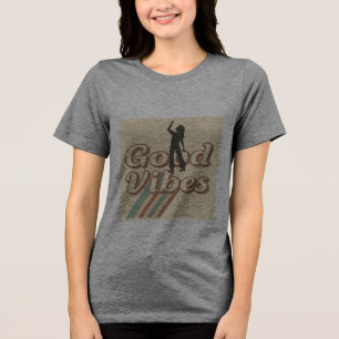 Triblenda Camiseta Retro Good Vibes 70s Silueta Arcoíris